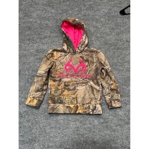 Realtree Camo Hoodie Kids Small 6X Pink Logo Camouflage Fleece Sweatshirt WM8075
